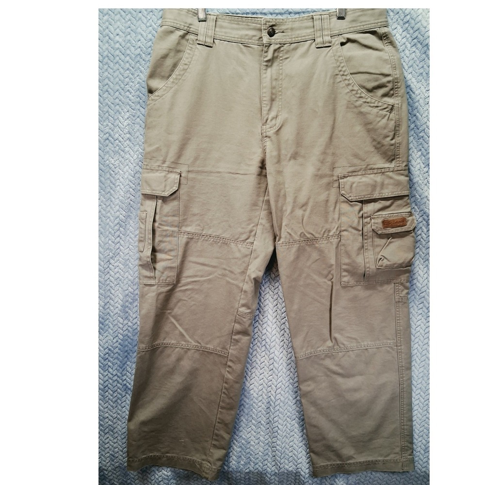 Bob Timberlake Mens Khaki Tan Cargo Pants 36x32 Straight Leg Cotton Utility